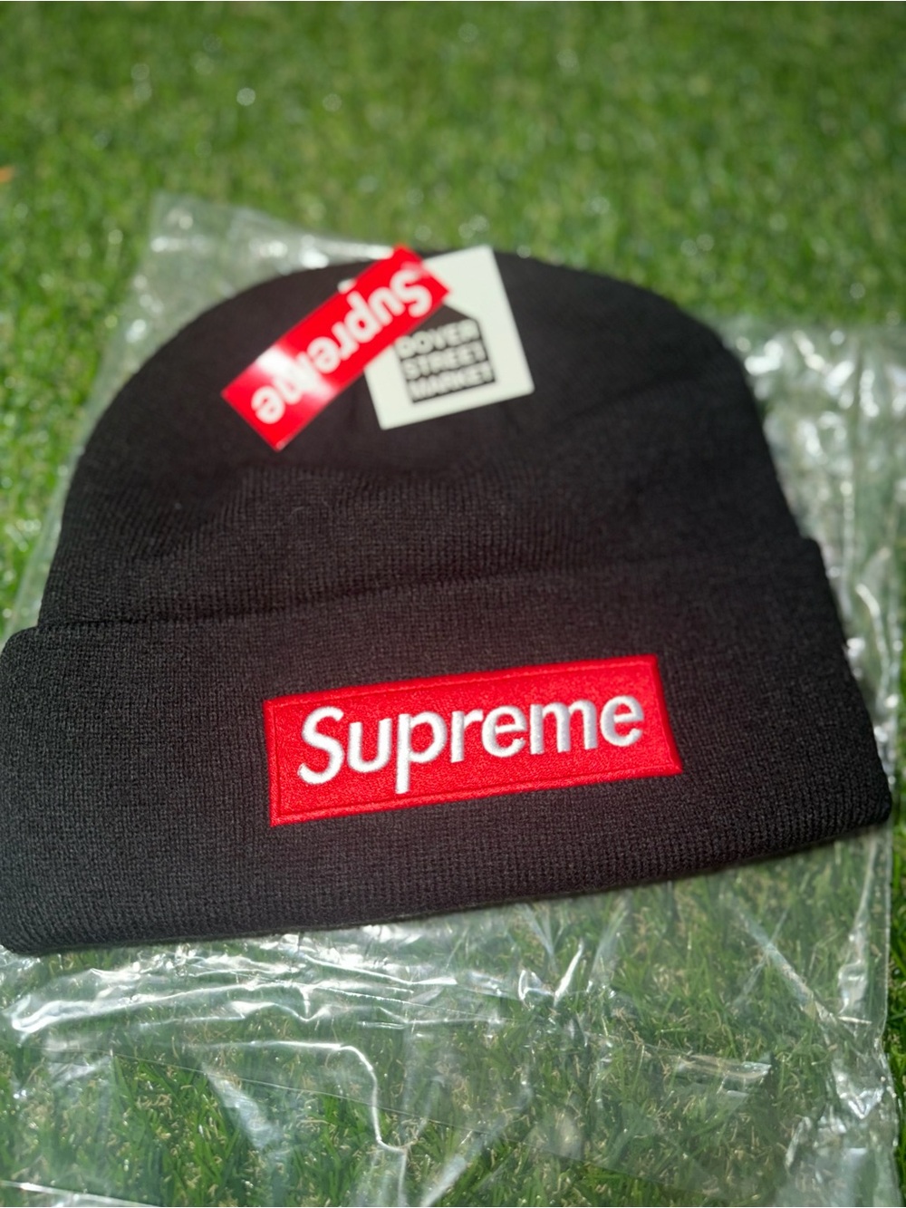 Supreme Black Beanie with Red Box Logo